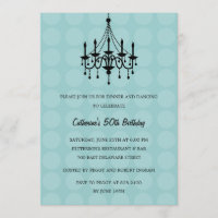 Elegant Chandelier Party Invitation - Turquoise