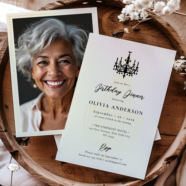 Elegant Chandelier & Photo Birthday Celebration Invitation (Creator Uploaded)