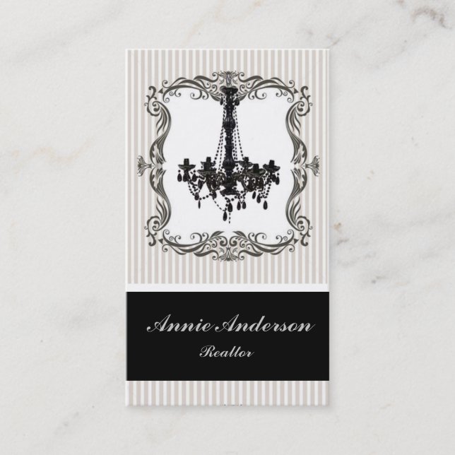 Elegant Chandelier Real Estate Business Cards (Front)