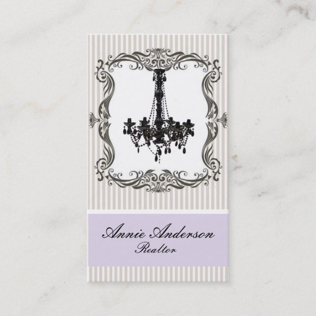 Elegant Chandelier Real Estate Business Cards (Front)