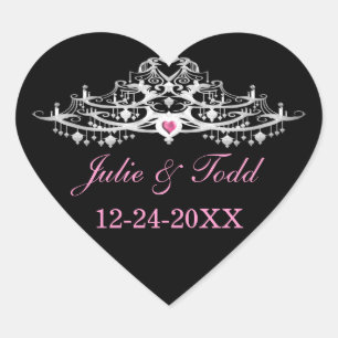 Elegant Chandelier Save The Date Wedding Heart Sticker