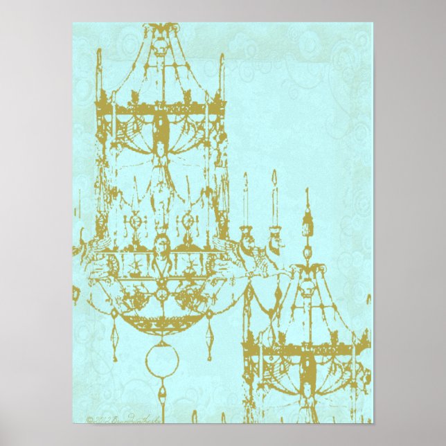 Elegant Chandelier Vintage Patina Poster Print (Front)
