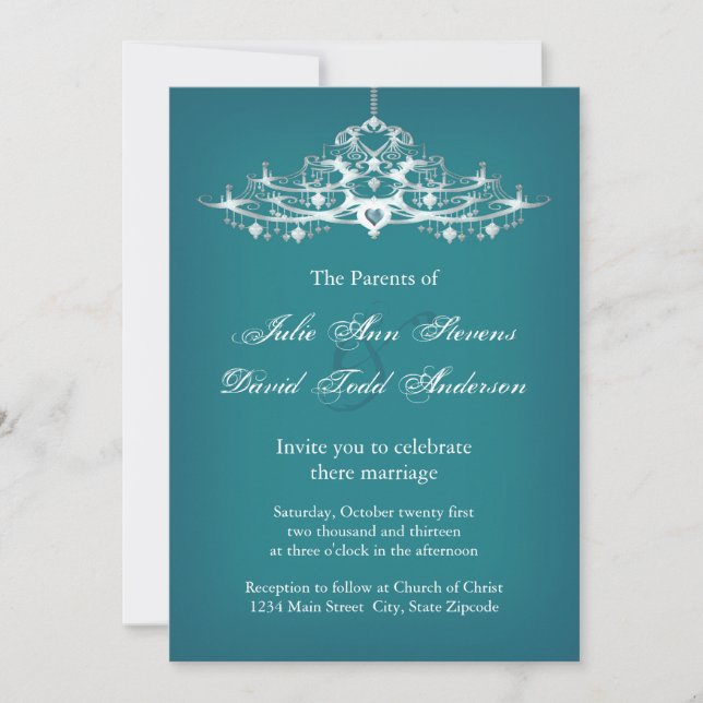 Elegant Chandelier Wedding Invitation (Front)
