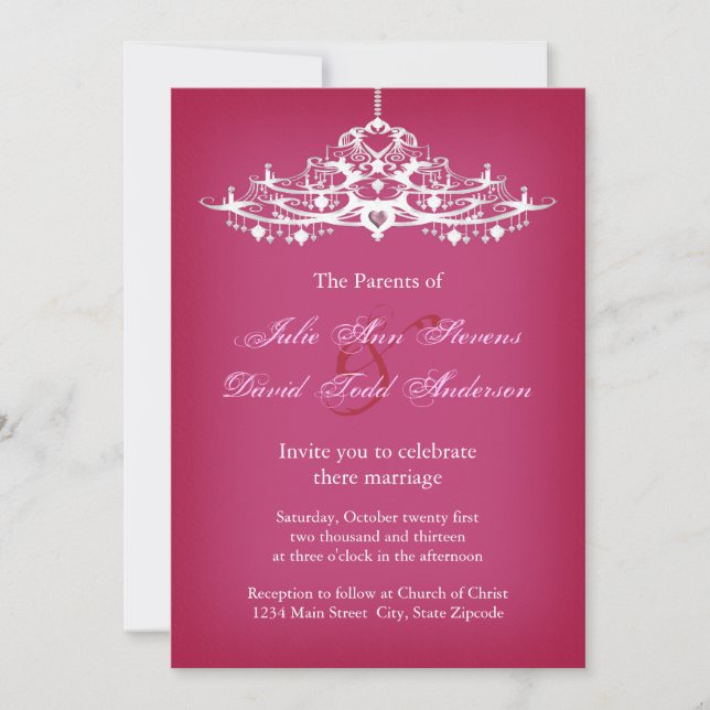 Elegant Chandelier Wedding Invitation (Front)