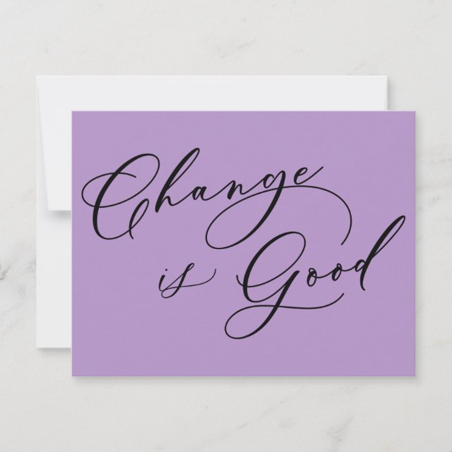 Elegant Change is Good Purple Moving Announcement (Front)
