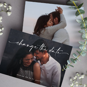 Elegant Change the Date Multi Photo QR CODE Save The Date