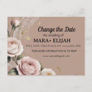 Elegant Change the Date Wedding Card