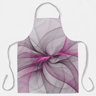 Elegant Chaos Modern Abstract Pink Fractal Art Apron
