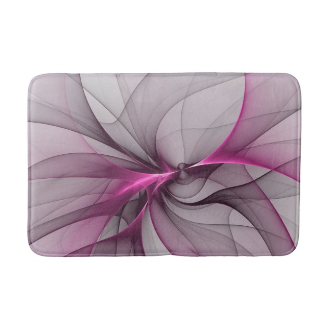 Elegant Chaos Modern Abstract Pink Fractal Art Bath Mat (Front)