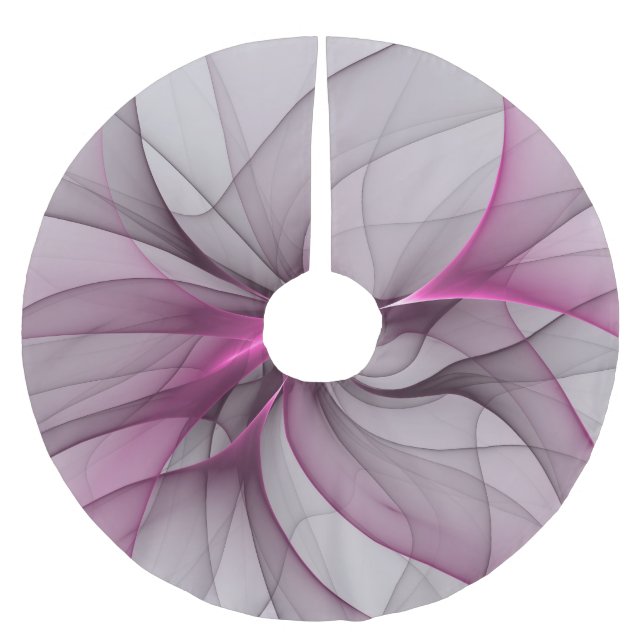 Elegant Chaos Modern Abstract Pink Fractal Art Brushed Polyester Tree Skirt (Front)