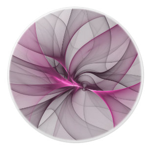 Elegant Chaos Modern Abstract Pink Fractal Art Ceramic Knob