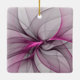 Elegant Chaos Modern Abstract Pink Fractal Art Ceramic Ornament