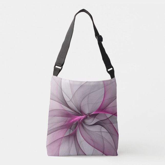 Elegant Chaos Modern Abstract Pink Fractal Art Crossbody Bag (Front)