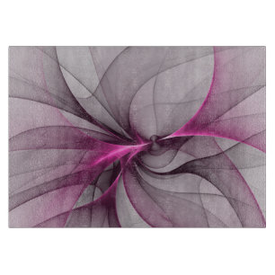 Elegant Chaos Modern Abstract Pink Fractal Art Cutting Board