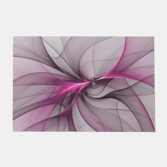 Elegant Chaos Modern Abstract Pink Fractal Art Doormat (Front)
