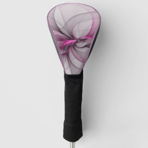 Elegant Chaos Modern Abstract Pink Fractal Art Golf Head Cover