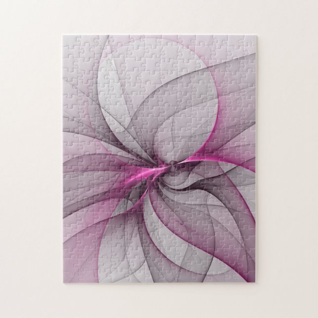 Elegant Chaos Modern Abstract Pink Fractal Art Jigsaw Puzzle (Vertical)