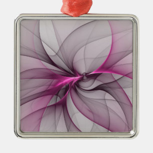 Elegant Chaos Modern Abstract Pink Fractal Art Metal Tree Decoration
