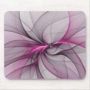 Elegant Chaos Modern Abstract Pink Fractal Art Mouse Mat