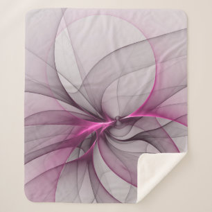 Elegant Chaos Modern Abstract Pink Fractal Art Sherpa Blanket