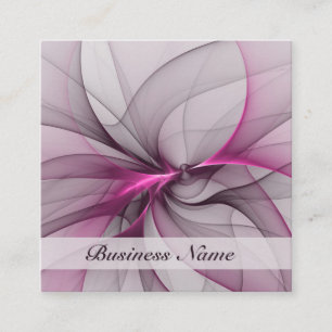 Elegant Chaos Modern Abstract Pink Fractal Art Square Business Card