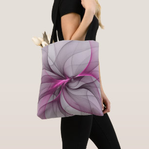 Elegant Chaos Modern Abstract Pink Fractal Art Tote Bag