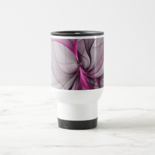 Elegant Chaos Modern Abstract Pink Fractal Art Travel Mug