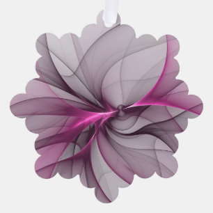 Elegant Chaos Modern Abstract Pink Fractal Art Tree Decoration Card