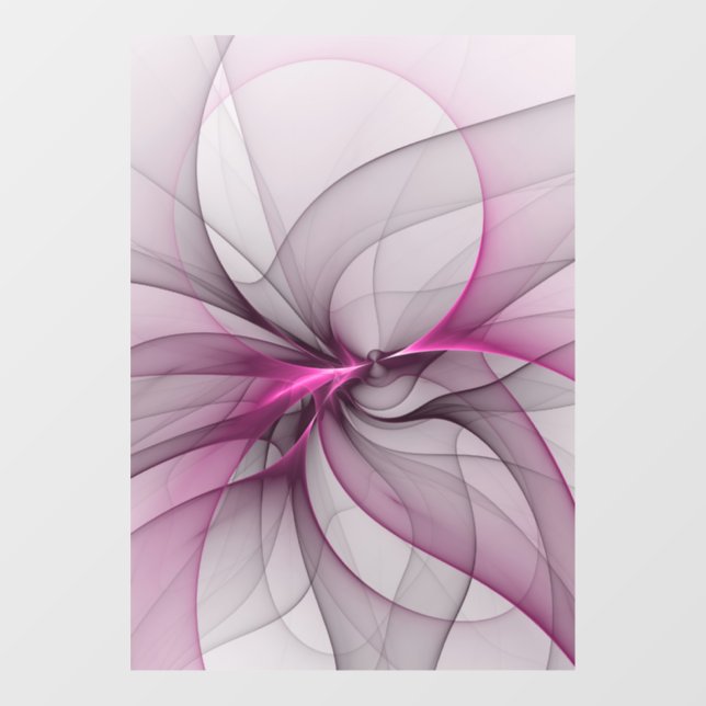 Elegant Chaos Modern Abstract Pink Fractal Art Window Cling (Sheet)