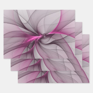 Elegant Chaos Modern Abstract Pink Fractal Art Wrapping Paper Sheet