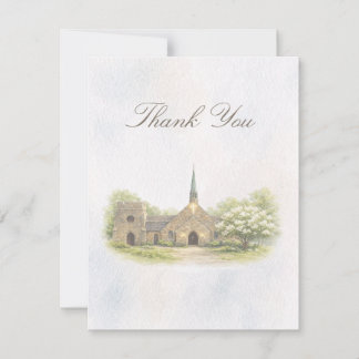 Elegant Chapel Wedding Thank You Card