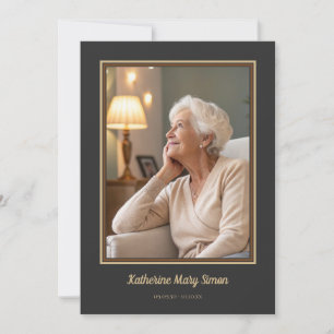 Elegant Charcoal Beige Funeral Memorial  Invitation