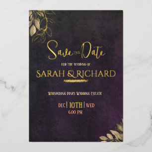 Elegant Charcoal Black Gold Velvet Save the Date