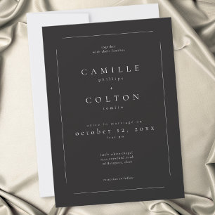 Elegant Charcoal Black Minimalist Modern Wedding Invitation
