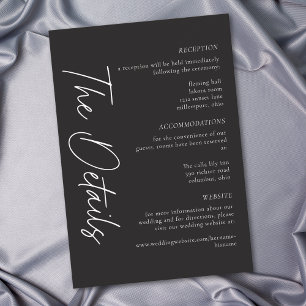 Elegant Charcoal Black Minimalist Wedding Enclosure Card