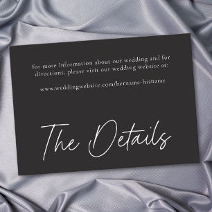 Elegant Charcoal Black Minimalist Wedding Enclosure Card