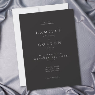 Elegant Charcoal Black Minimalist Wedding Invitation