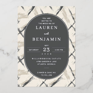 Elegant Charcoal Brushstroke Wedding Invitation