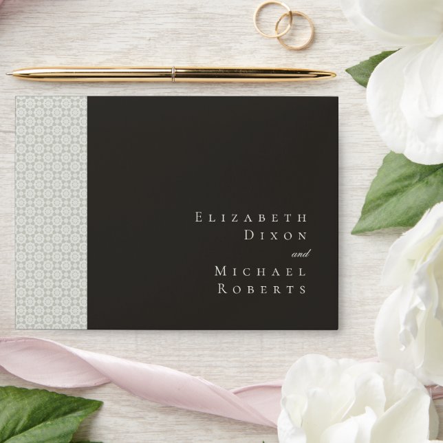Elegant Charcoal Damask Gold Foil Wedding Envelope (Wedding)