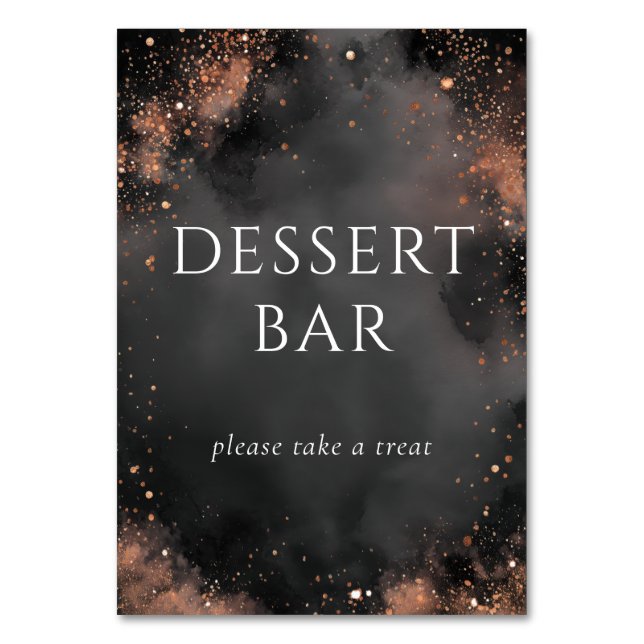 Elegant Charcoal Dessert Bar Sign Table Number (Front)