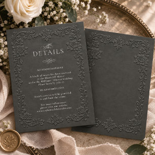 Elegant Charcoal Embossed Style Floral Details Enclosure Card