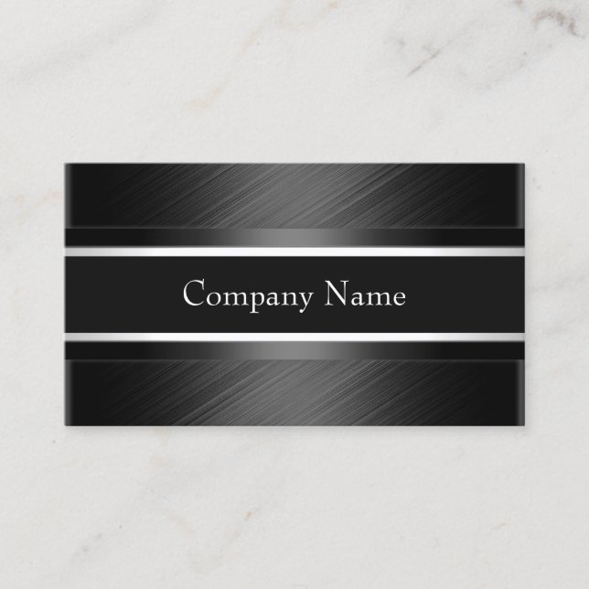 Elegant Charcoal Grey Black Silver Business Card (Front)