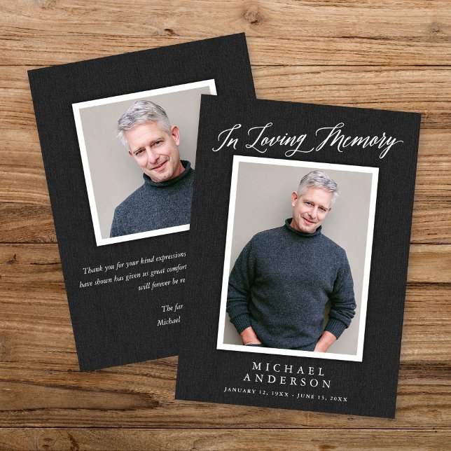 Elegant Charcoal Grey Memorial Photo Announcement (Creator Uploaded)