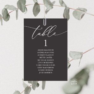 Elegant Charcoal Grey Wedding Table Seating Chart Number
