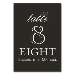 Elegant Charcoal Minimalist Wedding Table Number