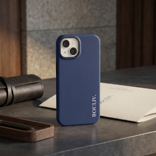 Elegant Charcoal Navy Minimalist ROULIV Case-Mate iPhone 14 Case