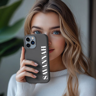 Elegant charcoal personalised name simple  iPhone 13 pro max case