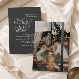 Elegant Charcoal Photo Formal Wedding Invitation