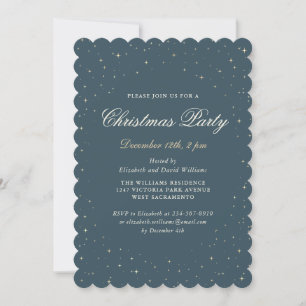 Elegant Charcoal Starry Christmas Party Invitation