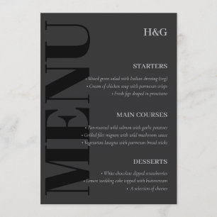 Elegant Charcoal Typography Monogram Wedding Menu